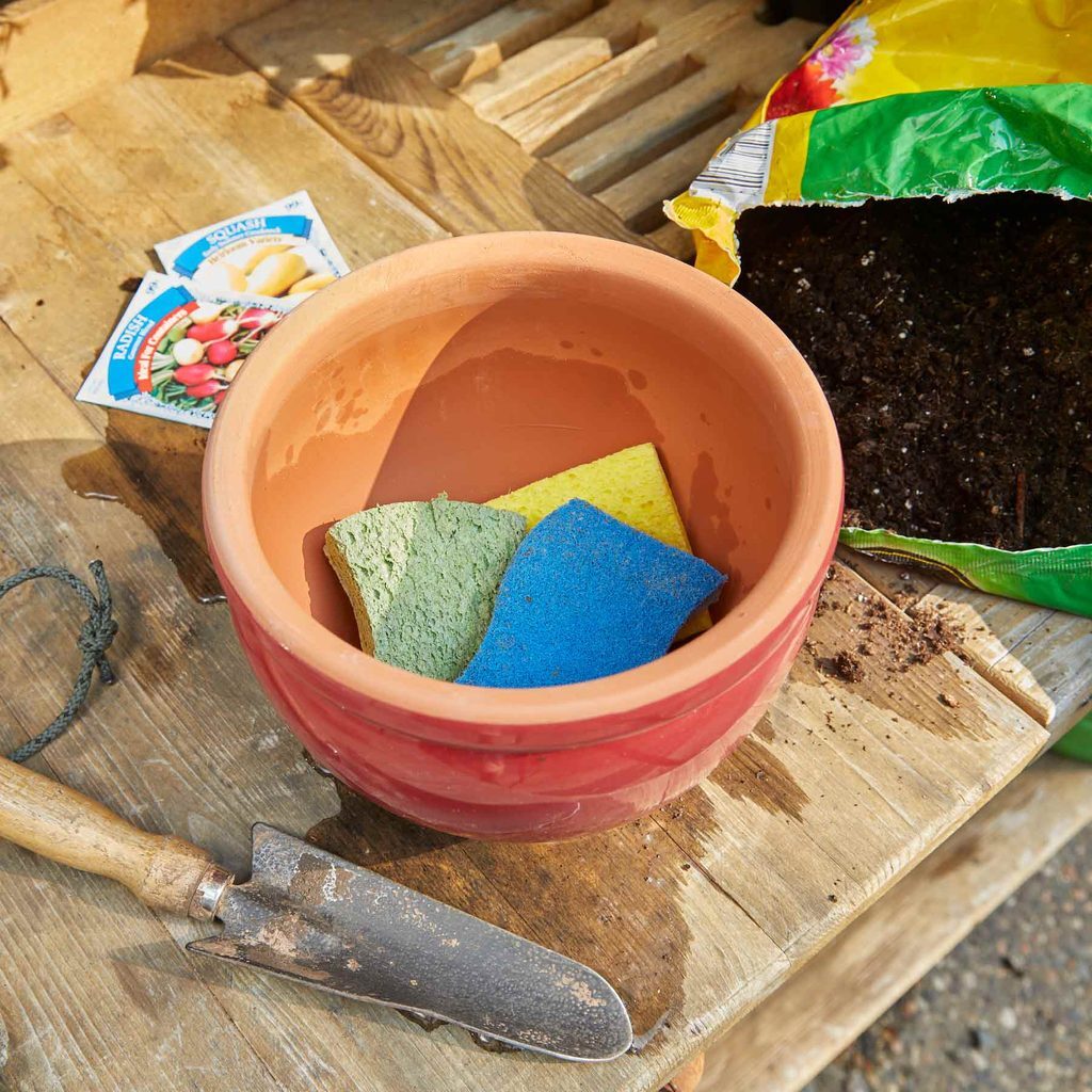 A plant pot with some colorful paper in it